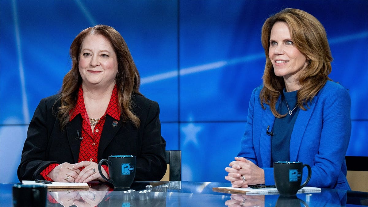 Wisconsin state Supreme Court candidates Maria Lazar, left, and Chris Taylor debate