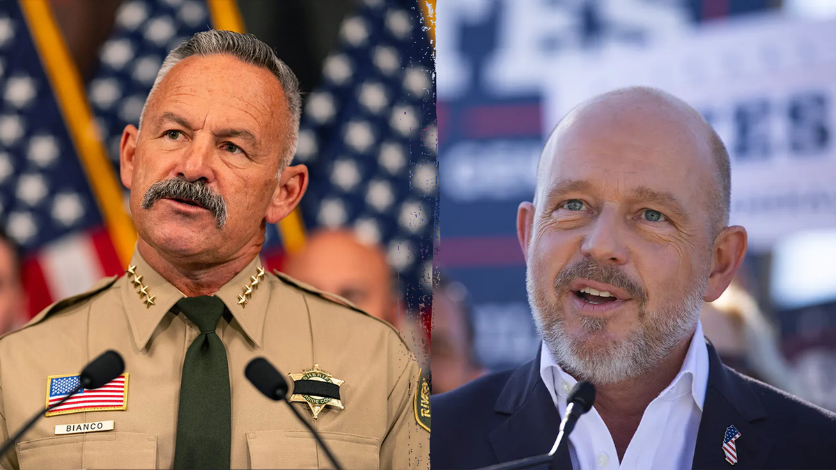 Riverside Sheriff Chad Bianco and business leader Steve Hilton standing together