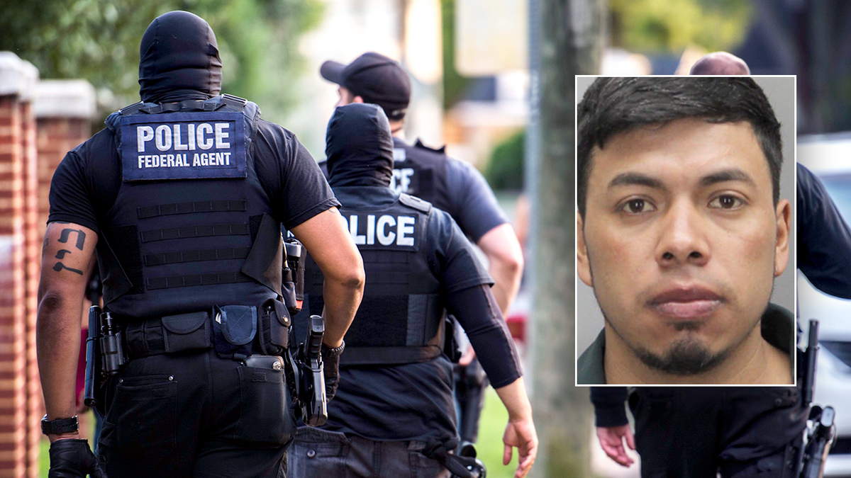 Misael Lopez Gomez mugshot aside from ICE agents