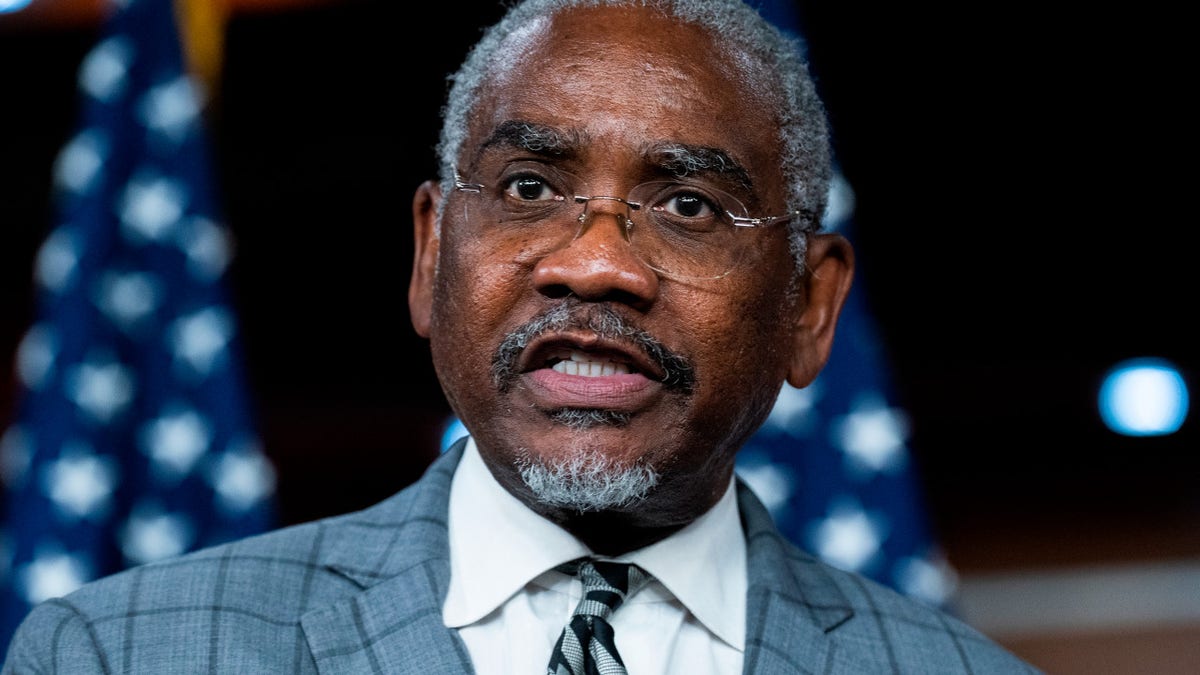 Rep. Gregory Meeks speaking at a news conference in the Capitol Visitor Center