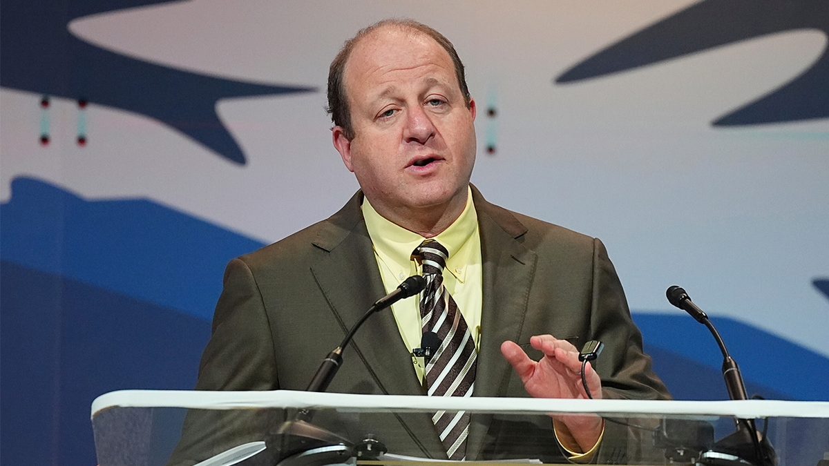 Colorado Gov. Jared Polis speaking at the National Governors Association meeting in Colorado Springs