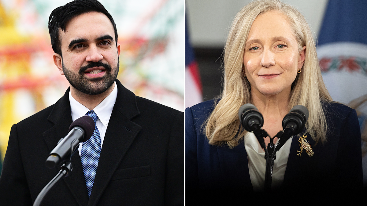 New York Mayor Zohran Mamdani and Virginia Gov. Abigail Spanberger side by side portraits