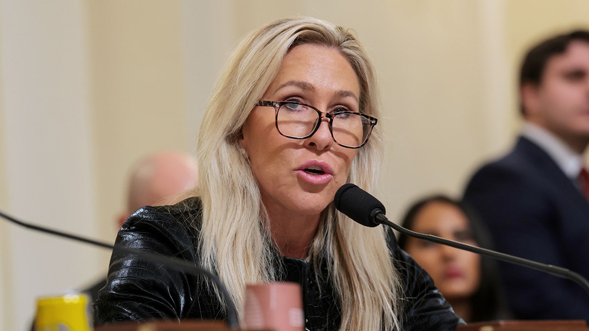 Rep. Marjorie Taylor Greene speaking during a House Homeland Security Committee hearing in Washington, D.C.