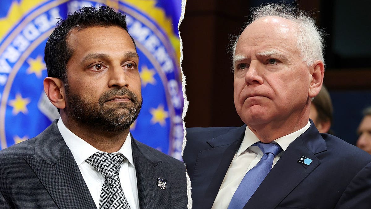 Split of FBI Director Kash Patel and Gov. Tim Walz