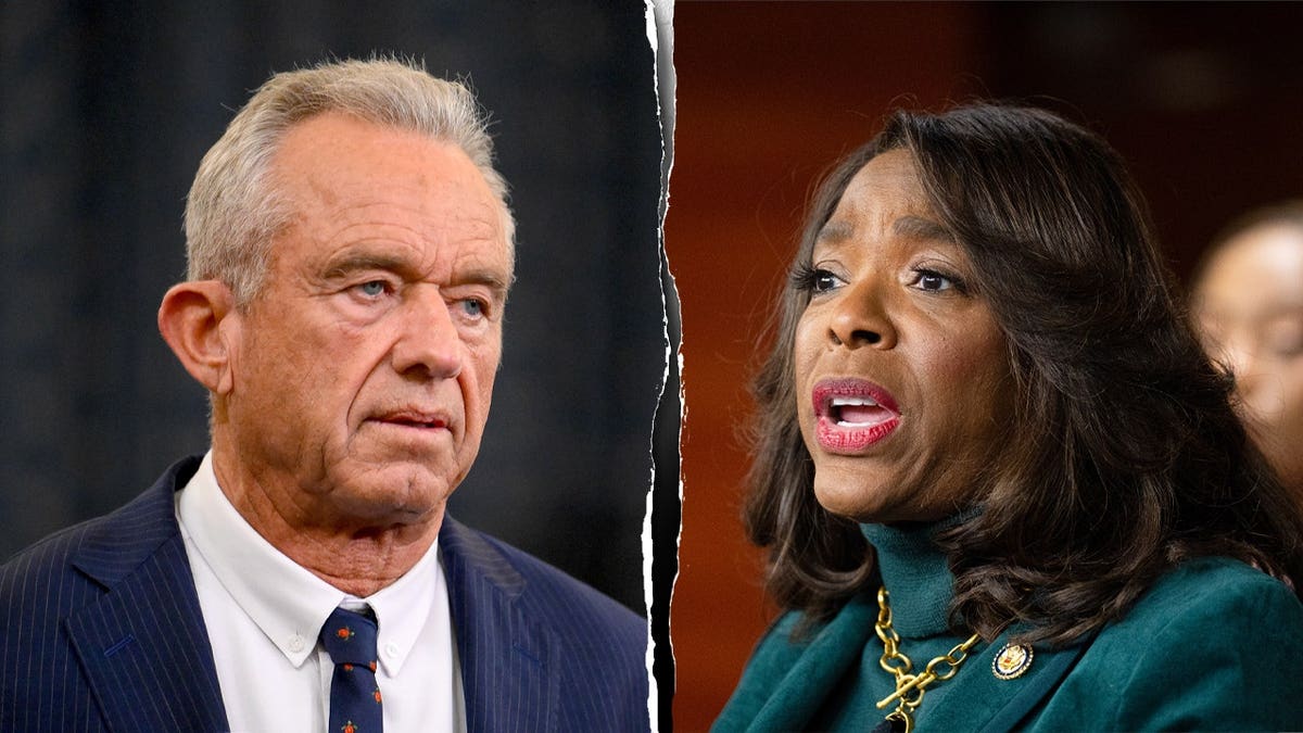 Robert F. Kennedy Jr. and Terri Sewell in a split-screen composition.