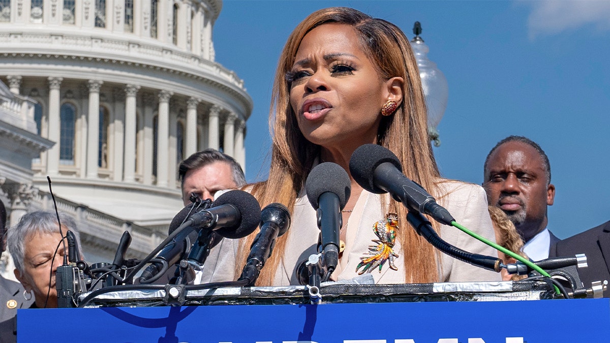 Rep. Sheila Cherfilus-McCormick speaking at a news conference in Washington, D.C.