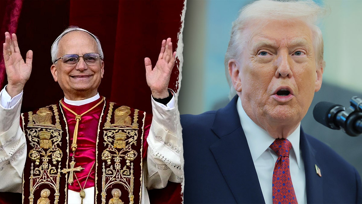 Pope Leo and Donald Trump side by side in split image