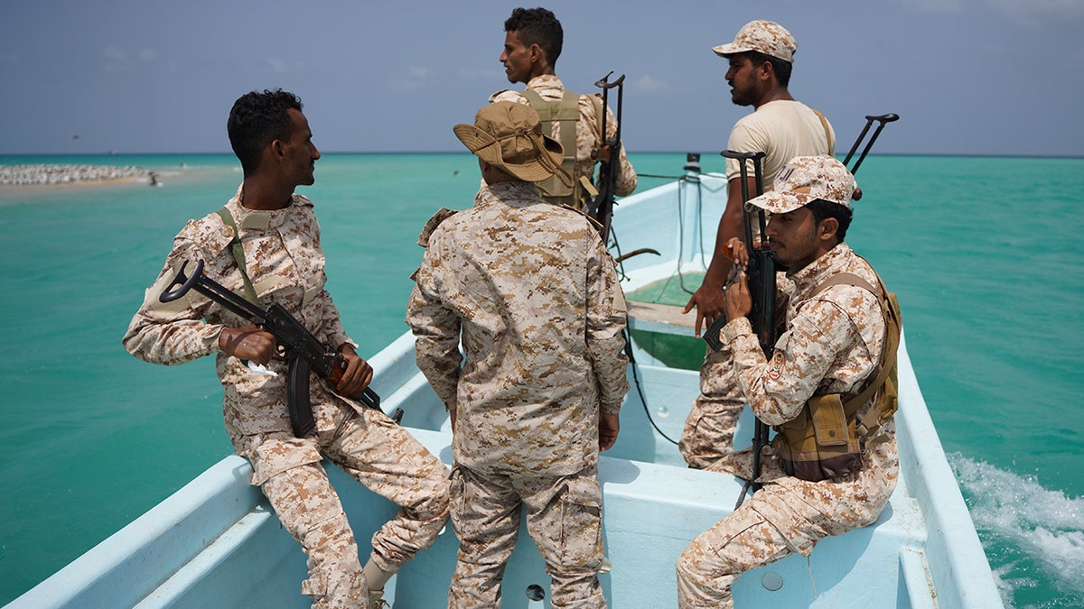 Yemeni soldiers patrolling the Bab el-Mandeb Strait in Yemen
