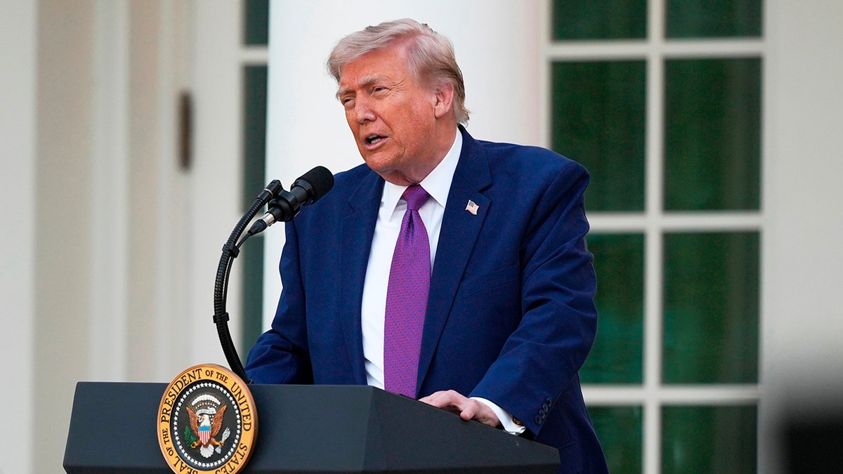 President Donald Trump speaks at White House