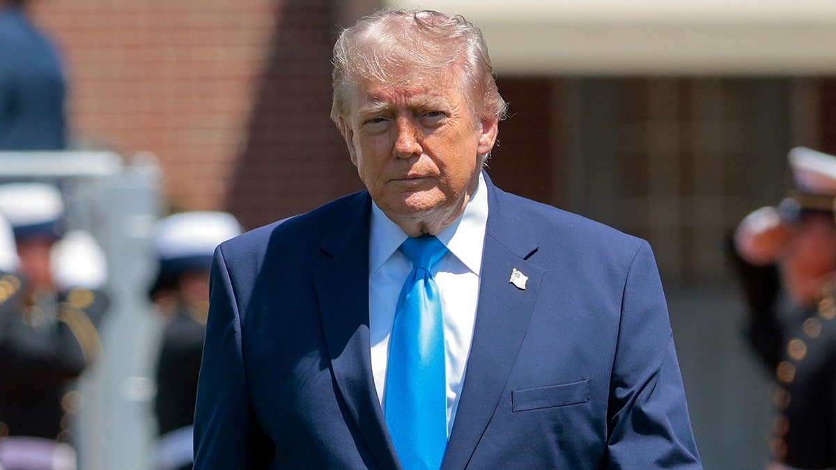 President Donald Trump arriving at commencement ceremony at United States Coast Guard Academy