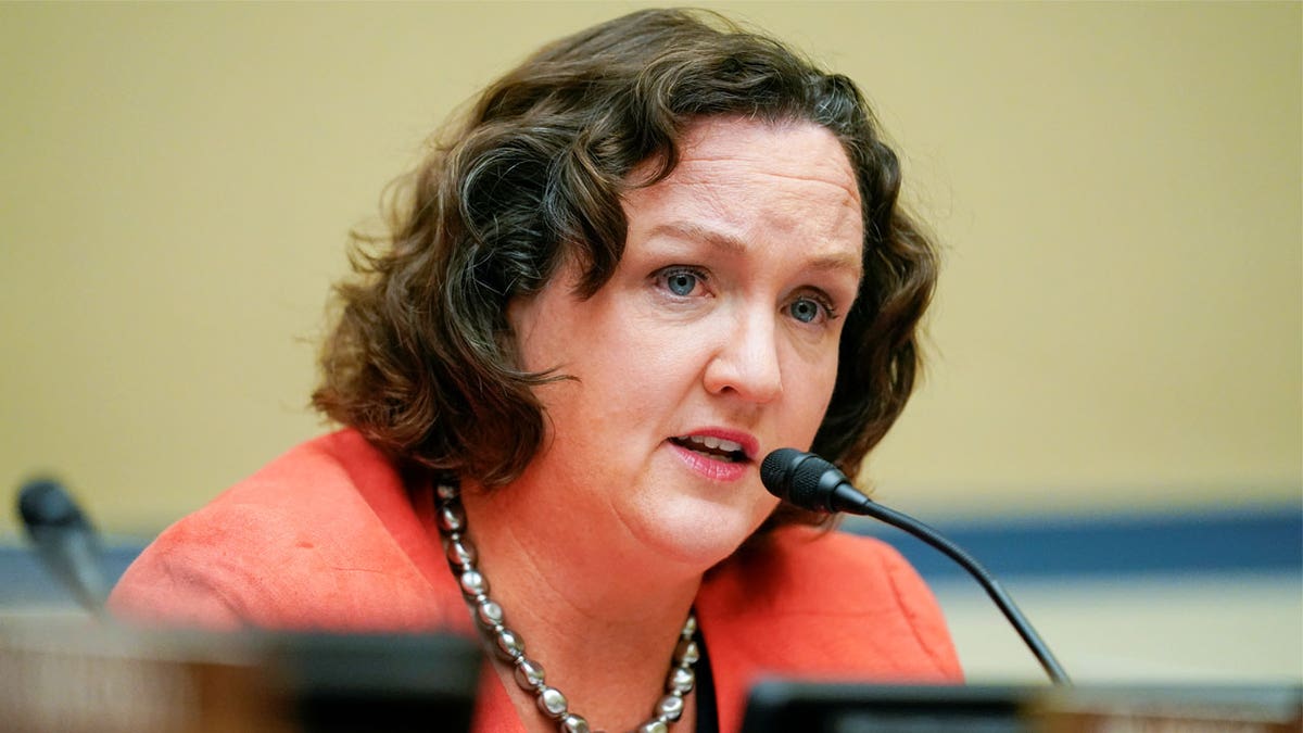 U.S. Rep. Katie Porter speaking during a House Committee hearing on Capitol Hill