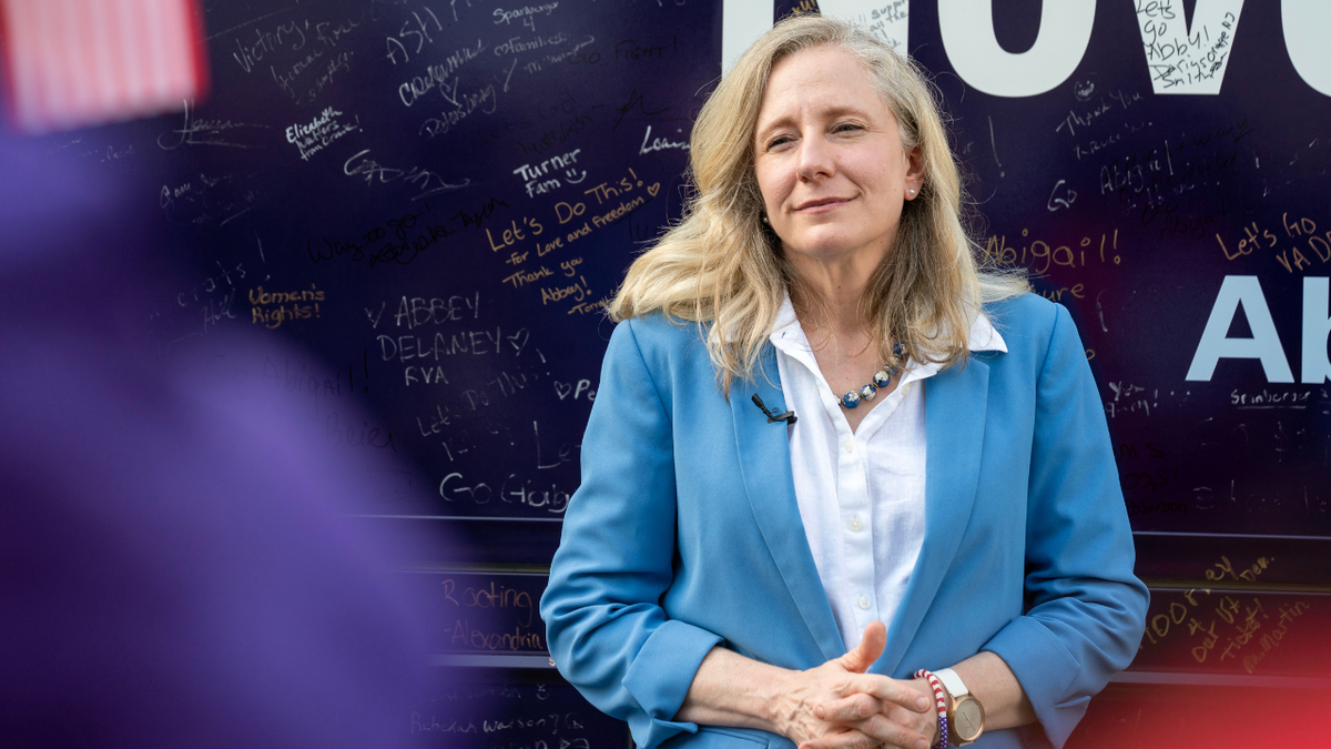 Abigail Spanberger speaking at a campaign event in Fairfax, Virginia
