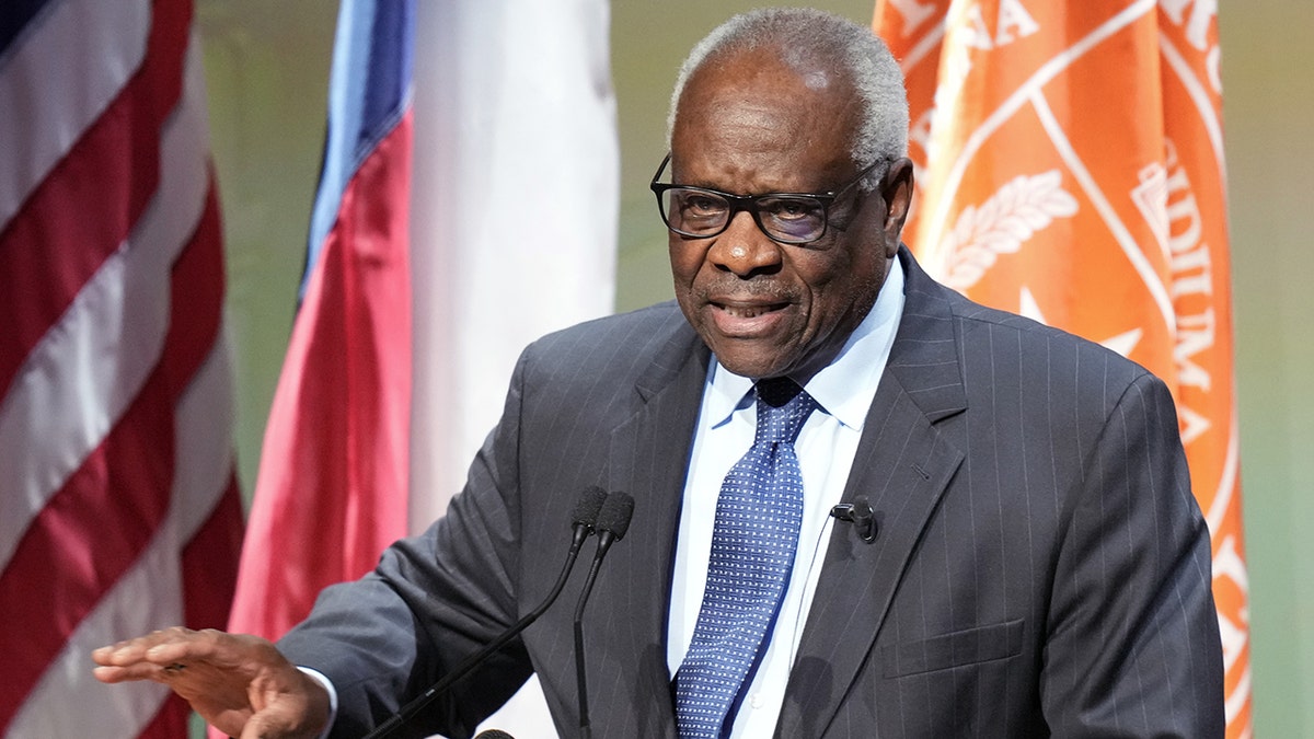 U.S. Supreme Court Justice Clarence Thomas speaking at University of Texas auditorium