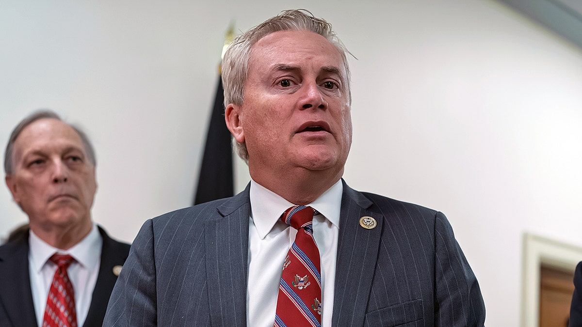 House Oversight Committee Chairman James Comer speaking to reporters at the Capitol in Washington D.C.