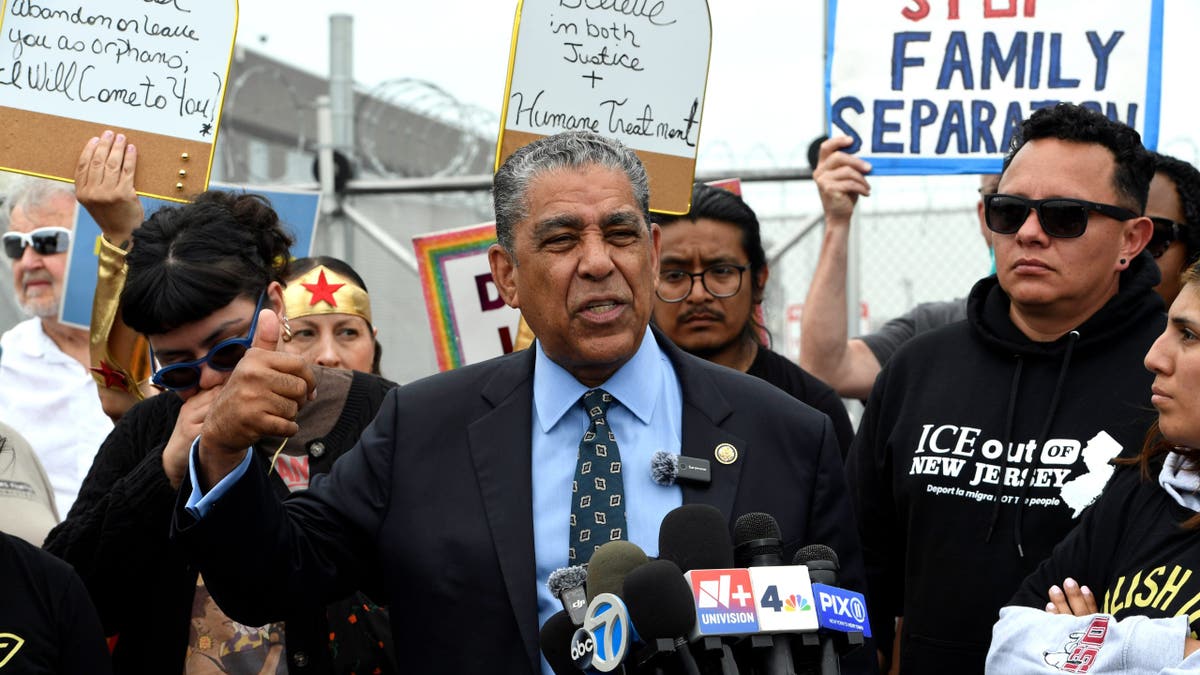 Protestors, politicians, and ICE agents gathered outside Delaney Hall immigration facility in Newark, N.J.