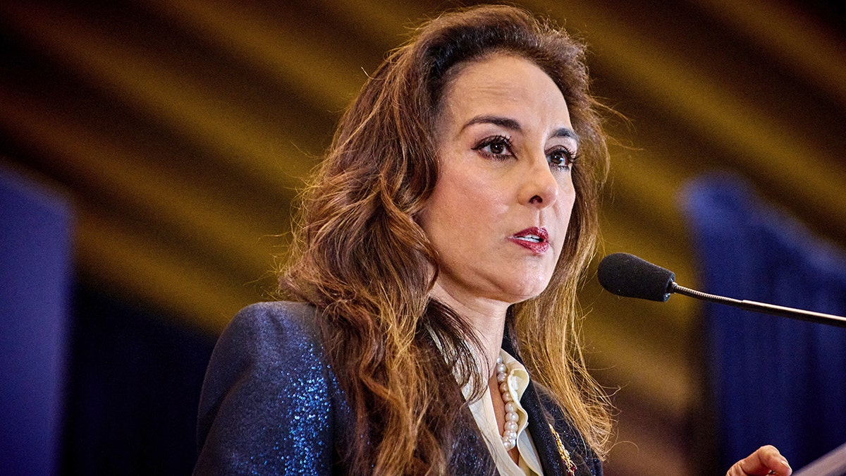 Harmeet Dhillon speaking at the National Conservative Convention in Washington D.C.