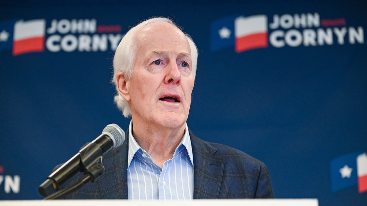 Sen. John Cornyn speaking to the media in Austin, Texas.