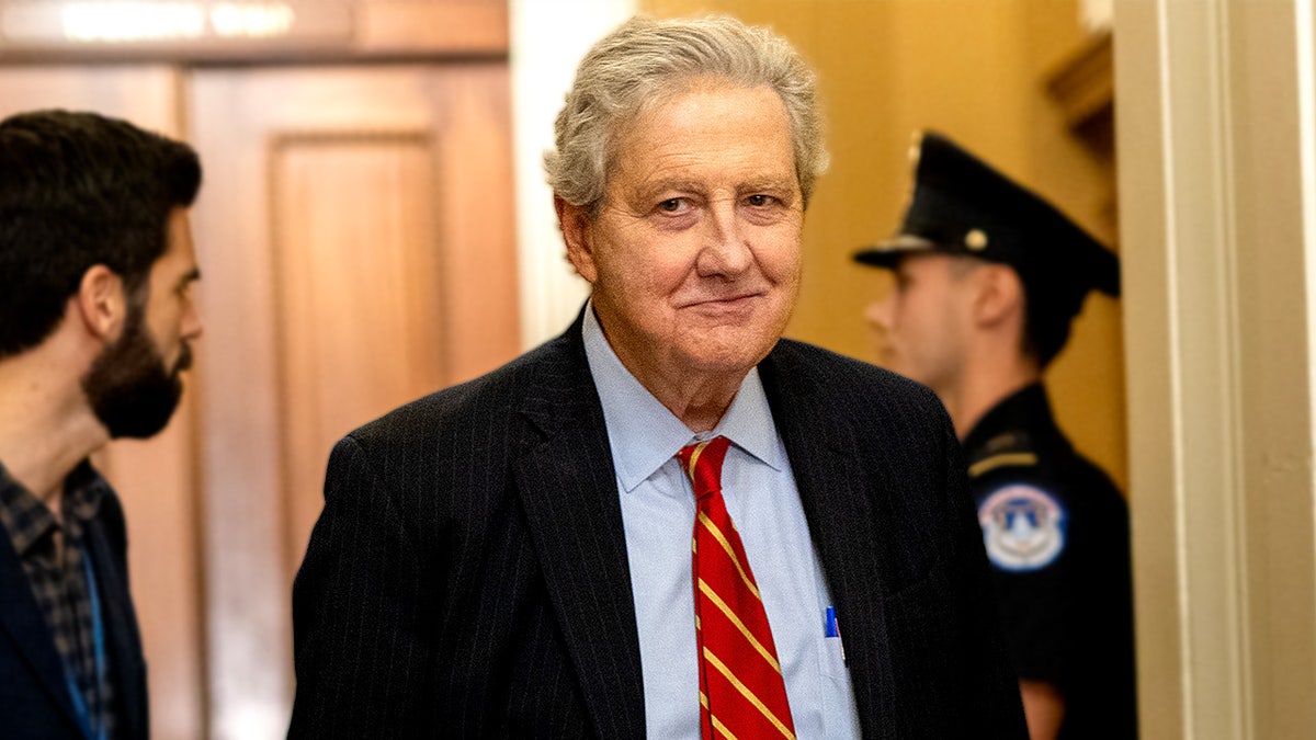 Sen. John Kennedy arriving at a Senate Republican policy luncheon in Washington, D.C.