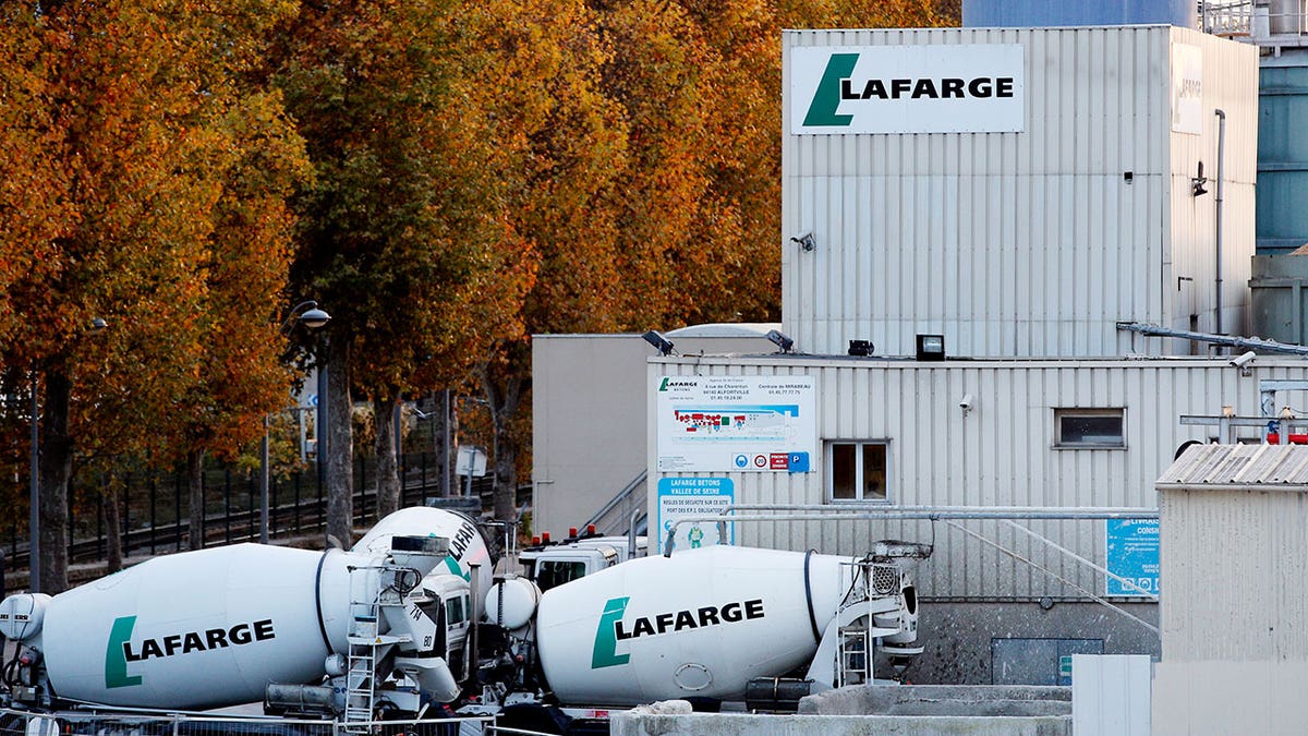 Lafarge cement plant building in Paris with company signage visible