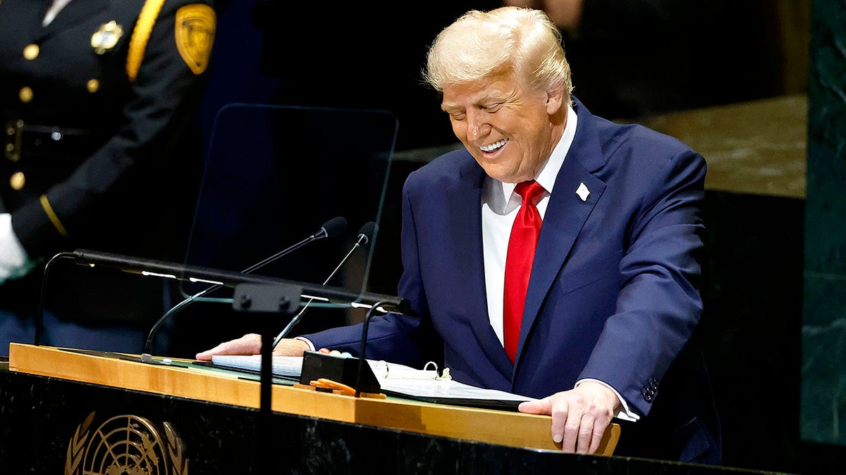 U.S. President Donald Trump speaking at the United Nations General Assembly in New York City