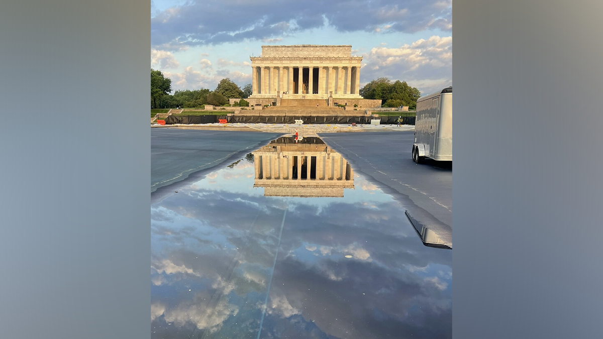 The Lincoln Memorial's mirror image was spotted in the partially renovated Lincoln Memorial Reflecting Pool during a sample test.