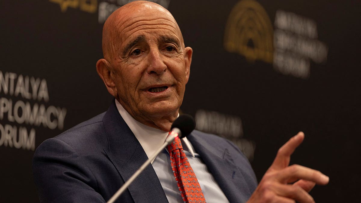 Tom Barrack speaks at an appearance in the middle east