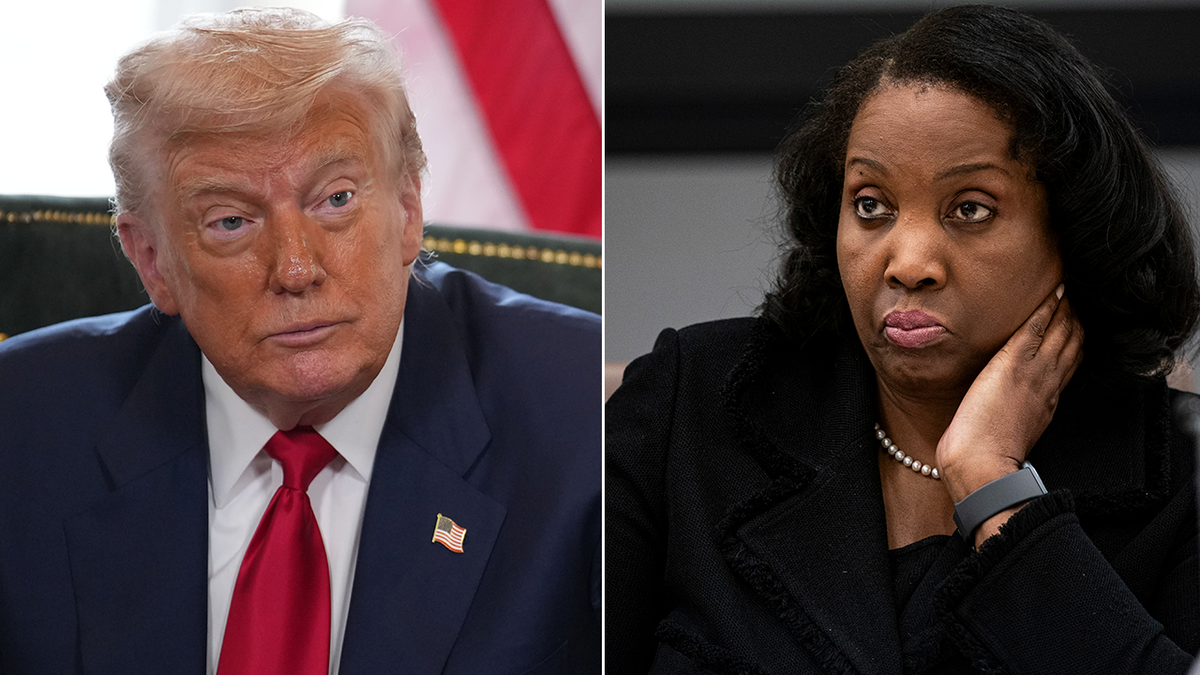 President Donald Trump and Federal Reserve Governor Lisa Cook side by side