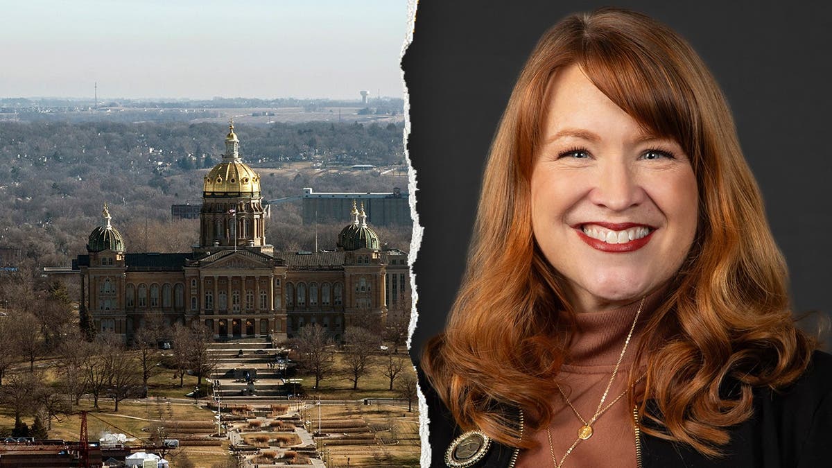 The Iowa state capitol, left, pictured alongside Lindsay James
