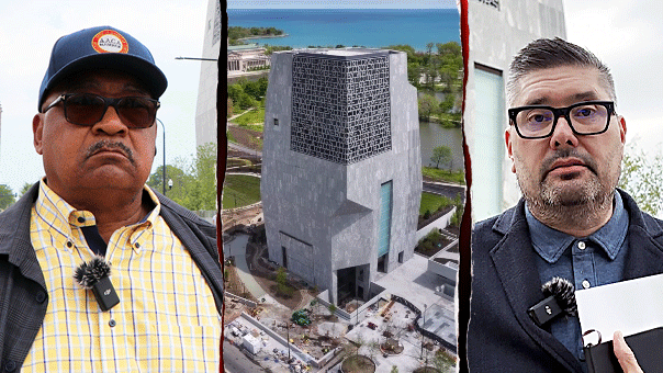 Composite image showing Omar Shareef, the Obama Presidential Center and Mike Owen.