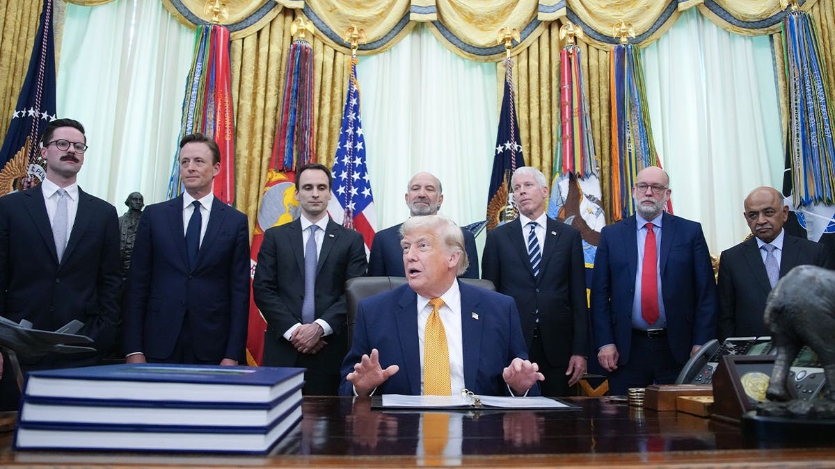 U.S. President Donald Trump delivers remarks before signing an executive order in the Oval Office