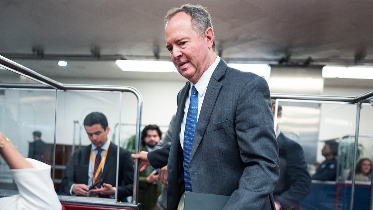 Sen. Adam Schiff standing in the U.S. Capitol during votes