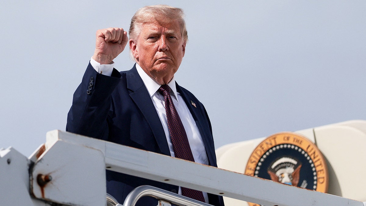 President Donald Trump boarding Air Force One at Reading Regional Airport in Pennsylvania