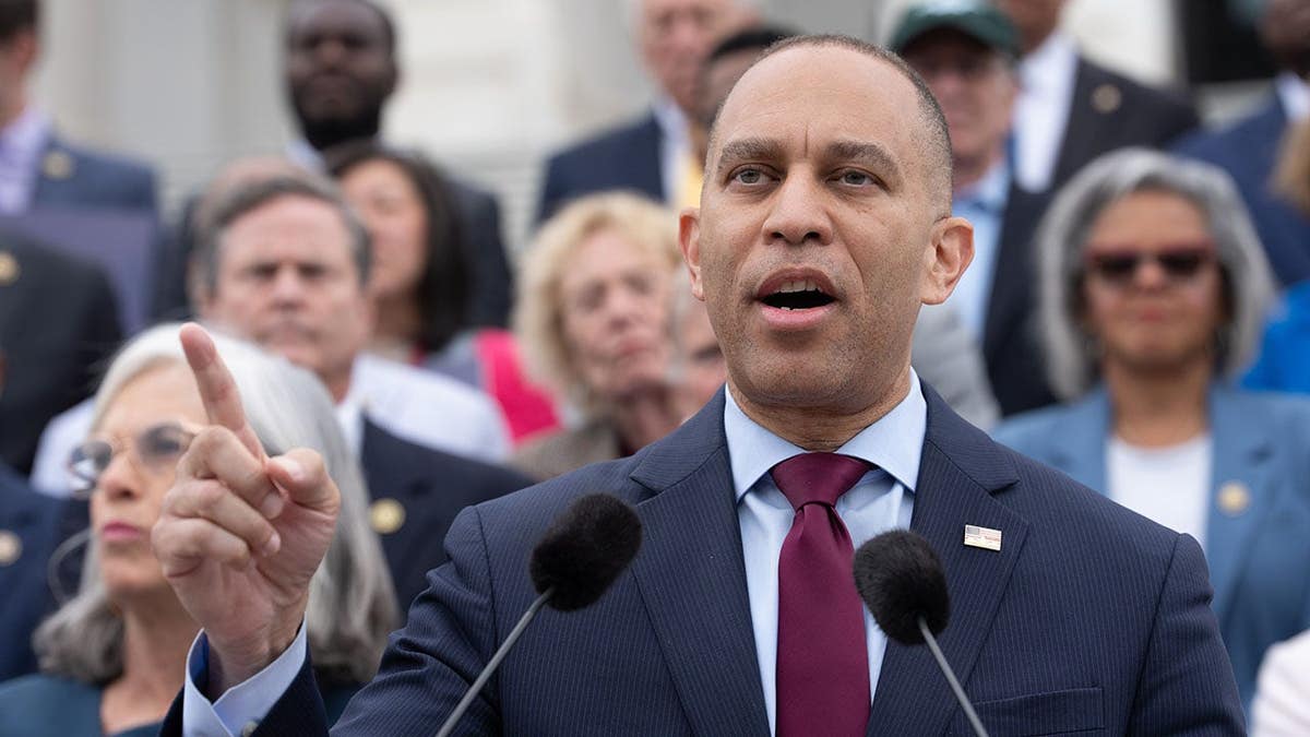 Rep. Hakeem Jeffries speaking during a news conference outside the US Capitol in Washington, D.C.