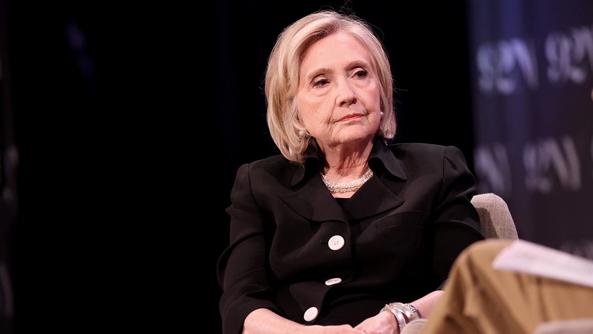 Hillary Rodham Clinton seated during a conversation with David Remnick at 92NY in New York City.
