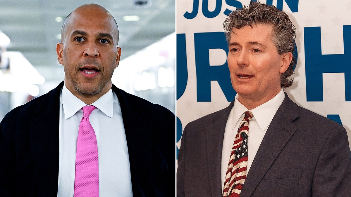 Sen. Cory Booker, D-NJ, (left) and GOP candidate for US Senate in New Jersey Justin Murphy (right)