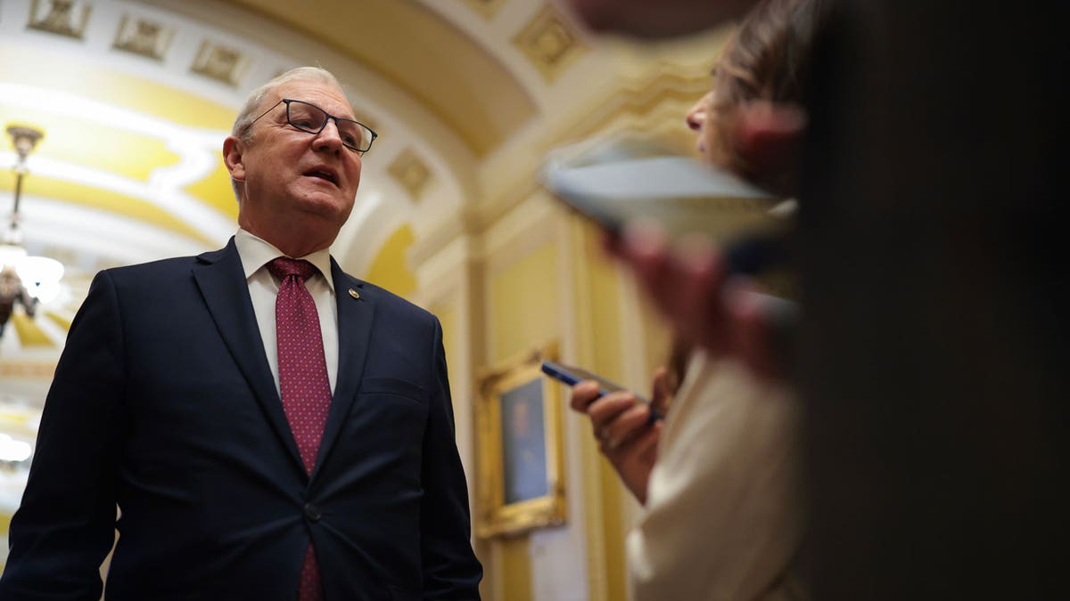 Sen. Kevin Cramer speaking to reporters at the U.S. Capitol in Washington, D.C.