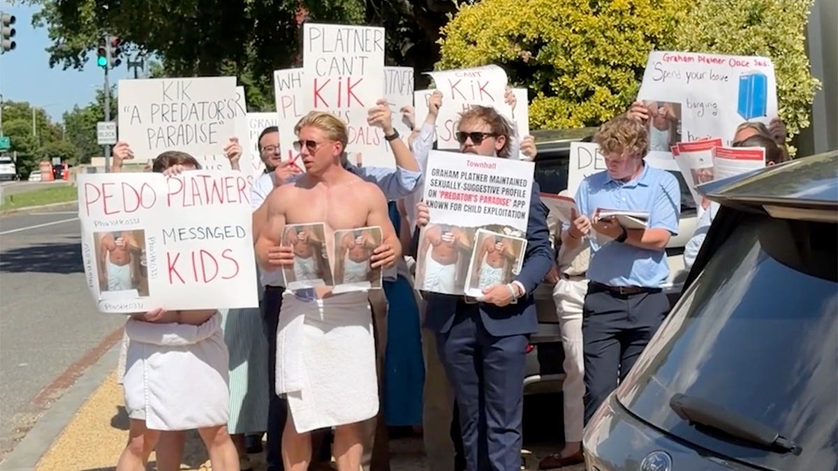 Republican staffers protesting Maine Senate candidate Graham Platner