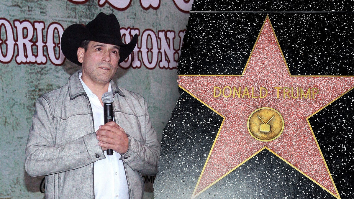 Bobby Pulido standing next to Donald Trump's Hollywood star on the sidewalk.