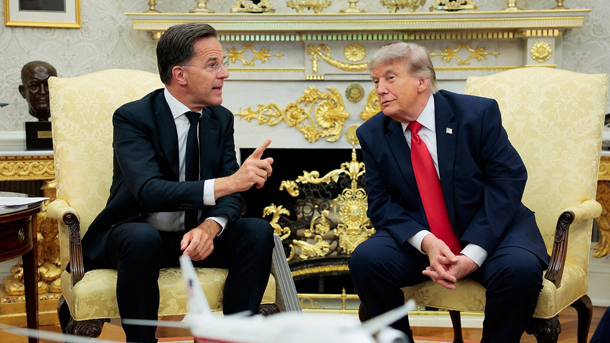 U.S. President Donald Trump and NATO Secretary General Mark Rutte seated in the Oval Office at the White House