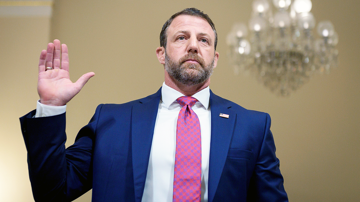 Homeland Security Secretary Markwayne Mullin being sworn in.