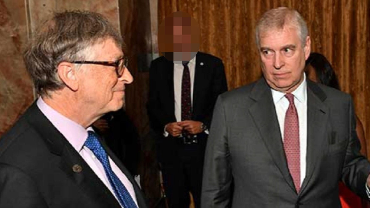 Bill Gates and Prince Andrew standing together at a Malaria summit.