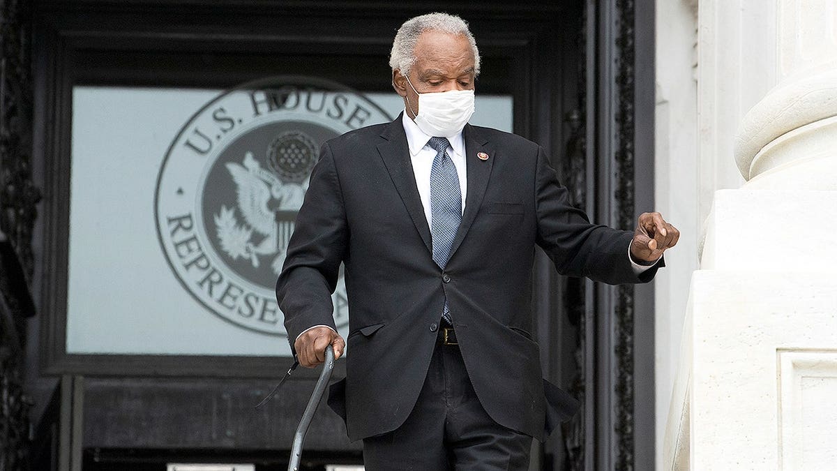 The late-Rep. David Scott, D-Ga., seen walking down the steps of the U.S. Capitol using a cane