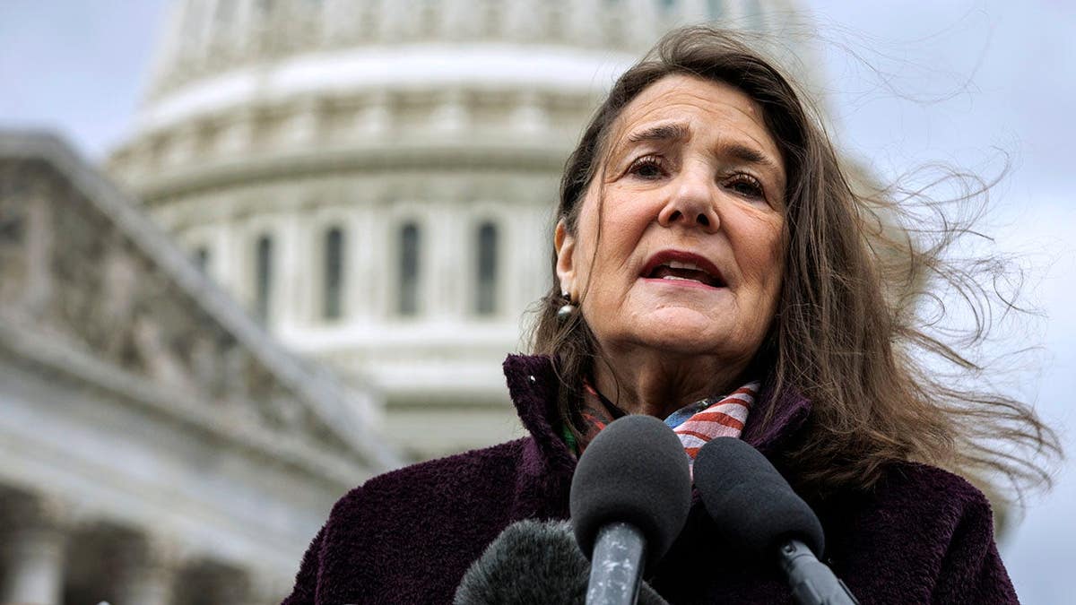U.S. Rep. Diana DeGette speaking at a press conference outside the U.S. Capitol building