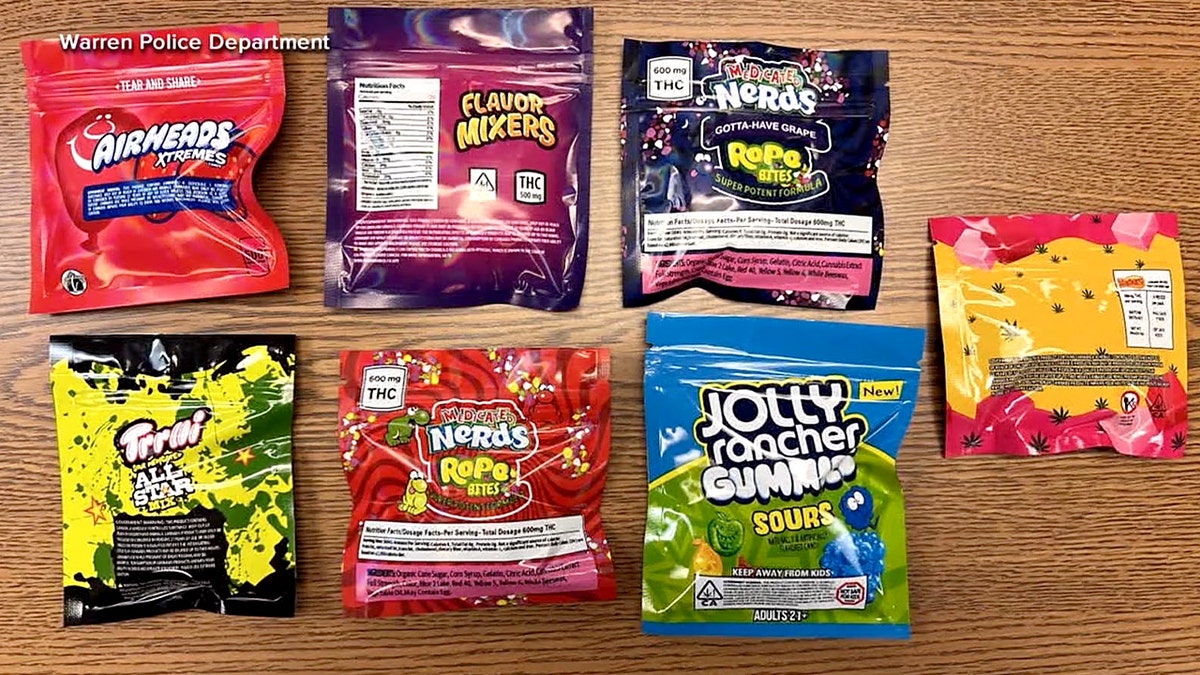 THC-laced candies displayed in packaging by Warren Police Department in Michigan