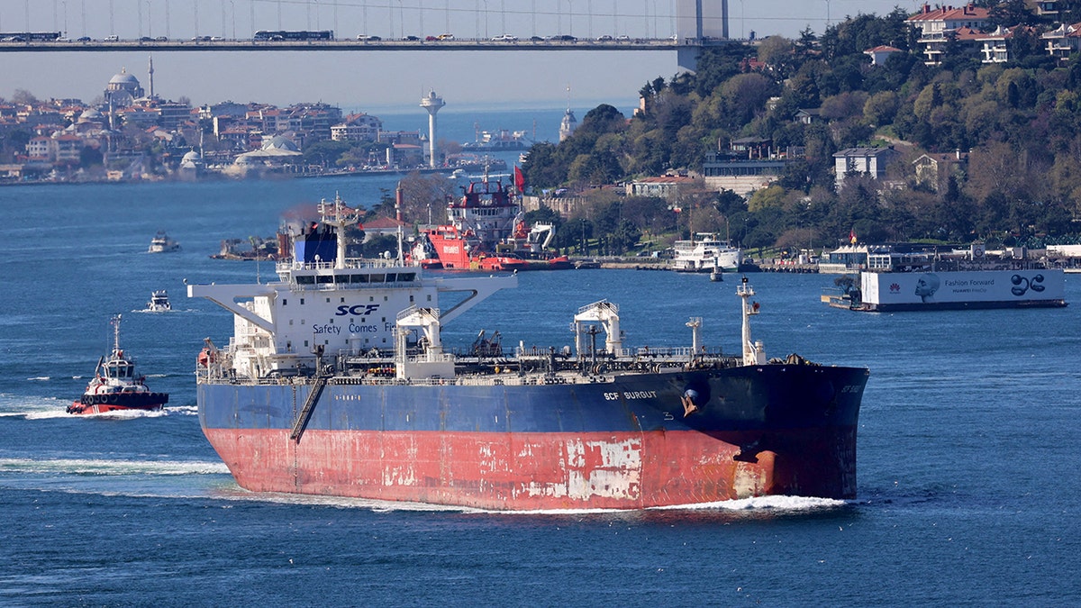 Crude oil tanker SCF Surgut, owned by Russia's leading tanker group Sovcomflot