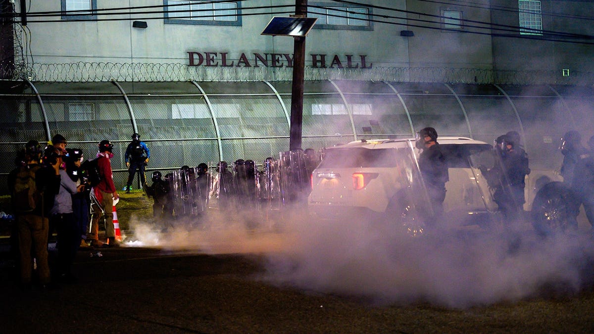 Rioters clashed with police at an ICE facility in Newark, NJ.