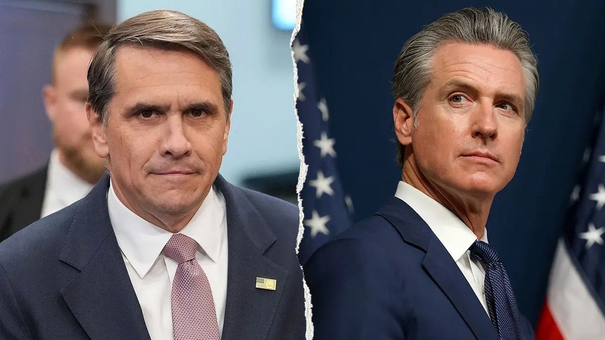 Acting Attorney General Todd Blanche and California Gov. Gavin Newsom