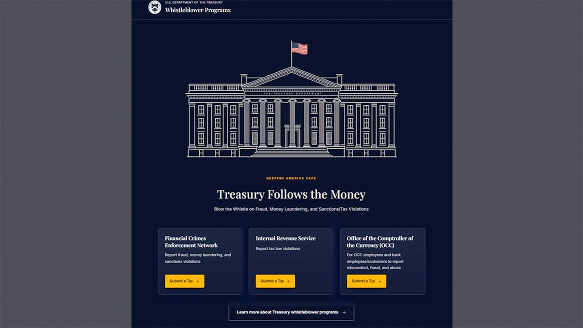 Treasury department webpage