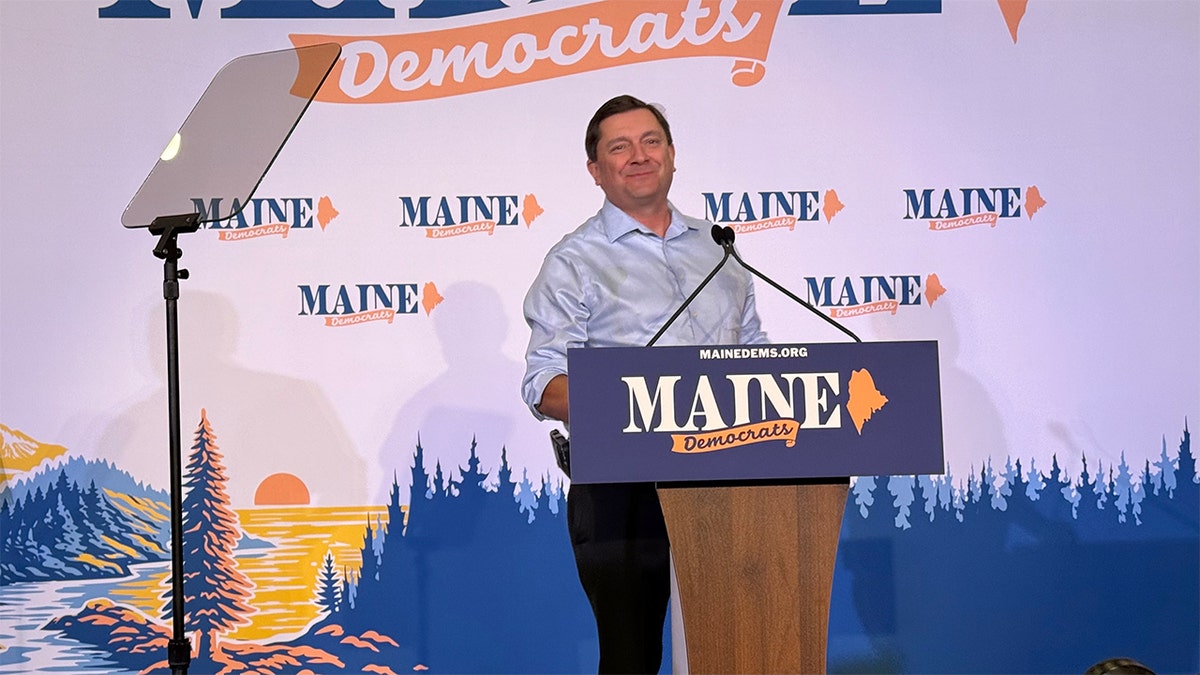 Troy Jackson delivers an address at the Maine Democratic Senate nominating convention