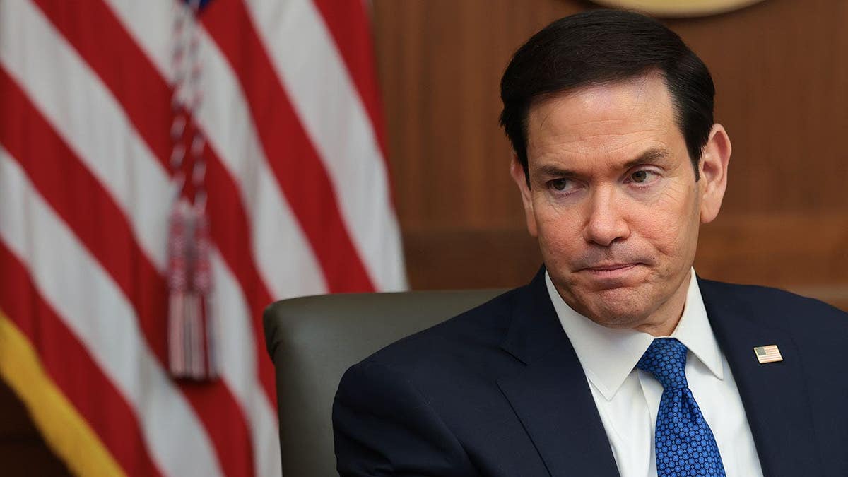 Secretary of State Marco Rubio speaks during a Cabinet meeting at Camp David.